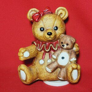 Vintage Ceramic Teddy Girl Bear Rotating Music Box